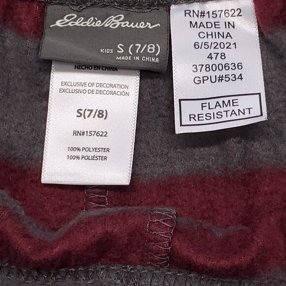 Eddie Bauer Sleepwear Pajama Pants Youth Boys Size Small S 7-8 Gray Red - Picture 3 of 8